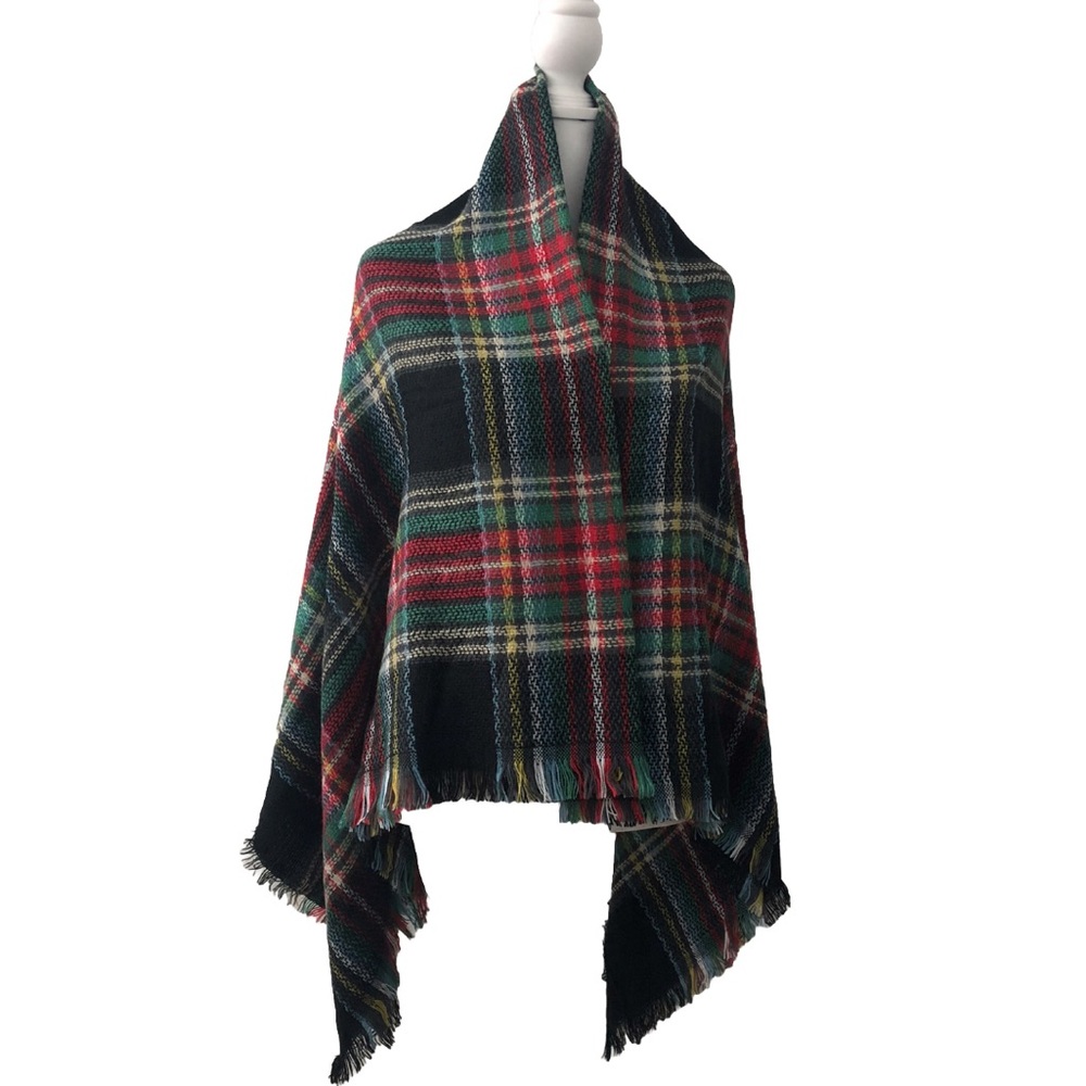 Large Plaid Wrap Scarf Throw Holiday Multicolor Warm Neck Cover Extra Large